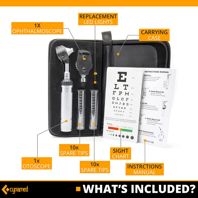 [Australia - AusPower] - Cynamed Fiber-Optic LED Otoscope/Medical School kit - Dual Attachment 