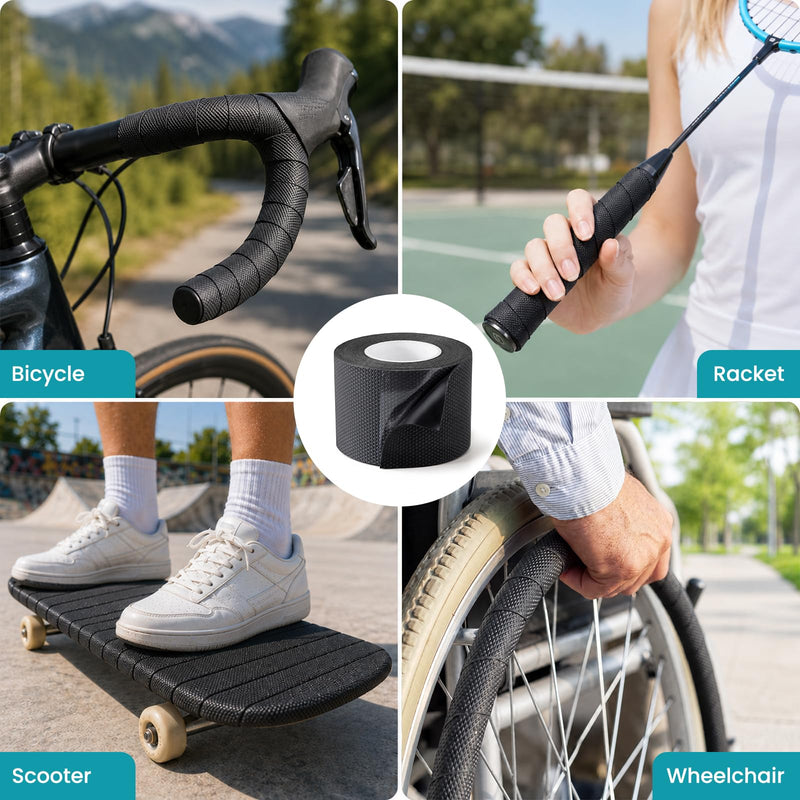 Rubber Grip Tape, Non-Abrasive Anti Slip Tape with Strong Adhesive, Waterproof Flexible Grip for Handles, Tools and Equipment, Easy to Cut, (4 in x 16.4 ft, Black) 4 in × 16.4 ft