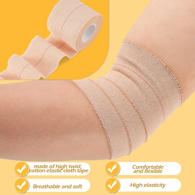 Nuanchu 2 Rolls Adhesive Elastic Tape Bandage Wrap Flexible Stretch Bandages for Sports Ankle, Knee and Wrist Pet Vet Horses Wrap(2 Inch Wide,Apricot) Beige 15 Foot (Pack of 2)