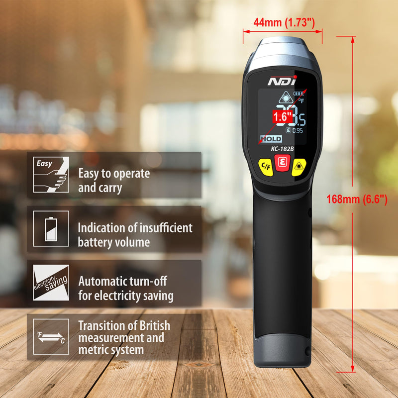 [Australia - AusPower] - NDI Infrared Thermometer Temperature Gun -58 F to 1022 F, Digital Laser Surface Temp Reader for Cooking, Pizza Oven, Candy, Griddle HVAC IR Thermometer Temp Gun 