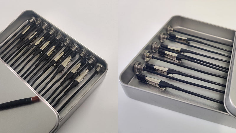 Third Hand Soldering, 10 Alligator Clips with Magnetic Base & Flexible Arm | 10 soldering aids with rubber protection, 1 iron box as base. Ideal for soldering, board holders and model making accessories Argenté-S