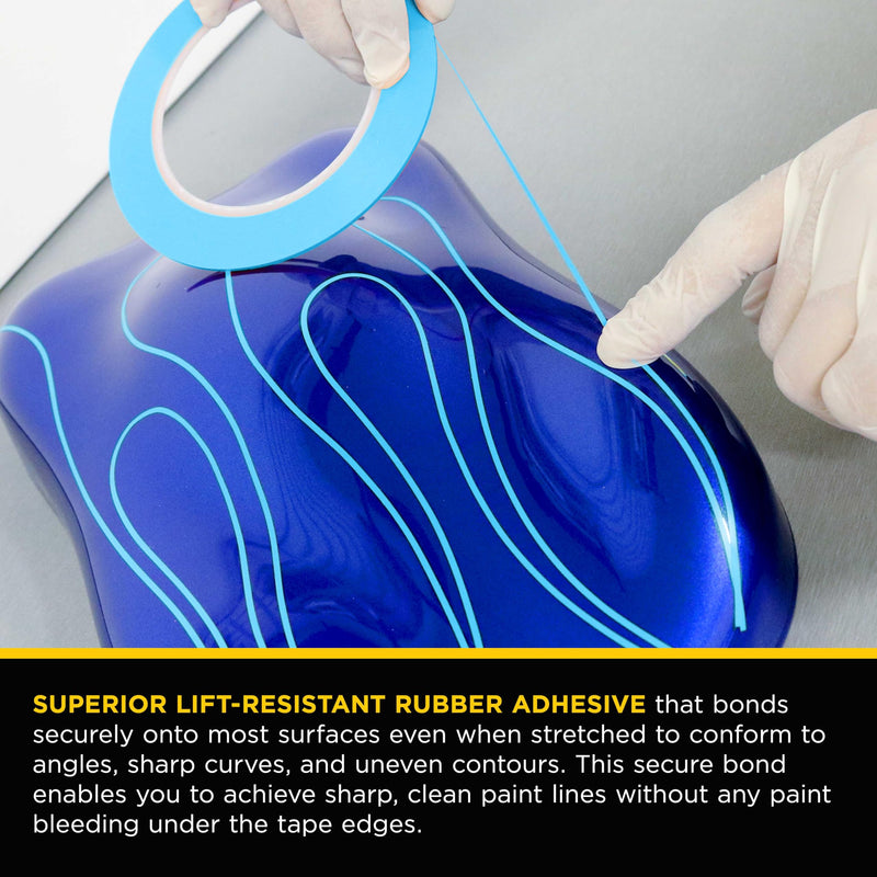 Custom Shop Vinyl Fineline Pinstripe Tape, Blue 1/4" x 36 Yard Roll - Create Sharp Graphic Design Curves, Mask Fine Lines, Conformable Paint Masking Striping Tape for Auto, Motorcycle, Flame Painting 1/4-Inch x 36-Yards