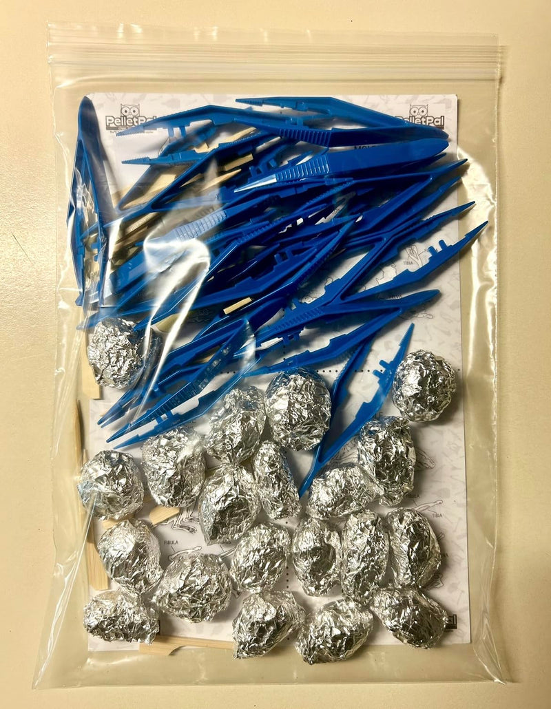 Premium Barn Owl Pellets, Small: 1.25"-1.5" (Pack of 20) - Free Bone Identification Chart, Forceps, Paddle Picks, and Teaching Guide Included!