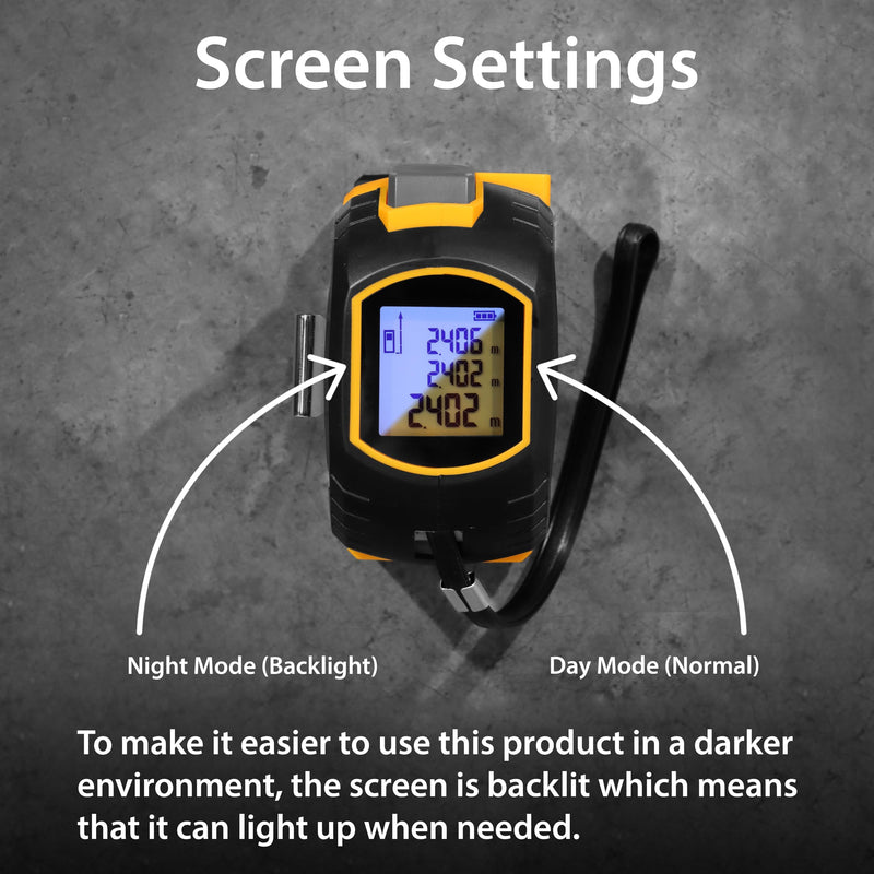 3 in 1 Digital Laser Tape Measure | Laser Level Crosshairs | 130ft/40m Laser Distance + 16ft/5m AutoLock Tape | Backlit LCD Display (Ft/Inch/M/mm & Fractions) Yellow/131FT/40meter
