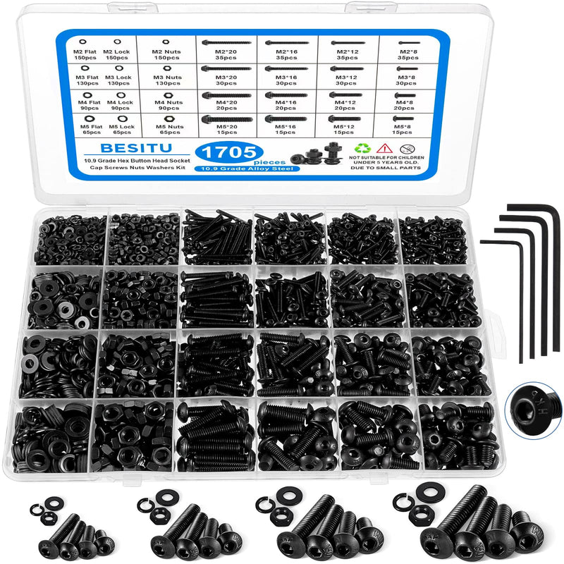 [Australia - AusPower] - 1705 Pcs Machine Screw Assortment Kit and 720Pcs Machine Screw Assortment Kit, 10-24#8-32#6-32#4-40 Phillips Pan Head Assorted Nuts Bolts Washers Kit 