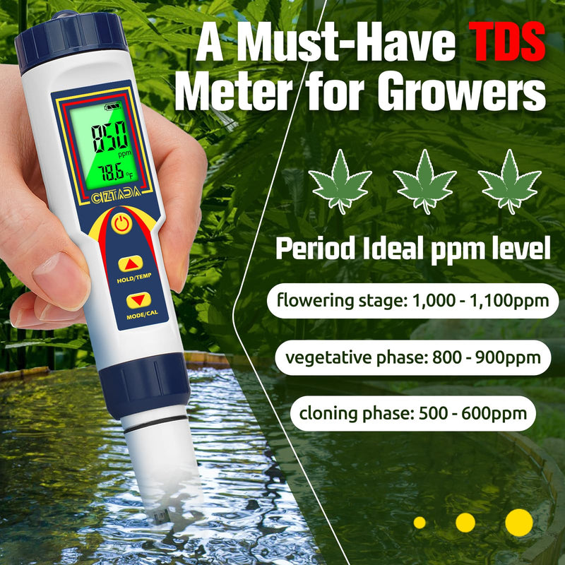 [Australia - AusPower] - pH Meter for Water 4 in 1 pH EC TDS Temp Meter for Hydroponics PPM and EC Water Tester Digital pH PPM Meter for Nutrients Growing Hydroponics Gardening DWC hydroponics System 