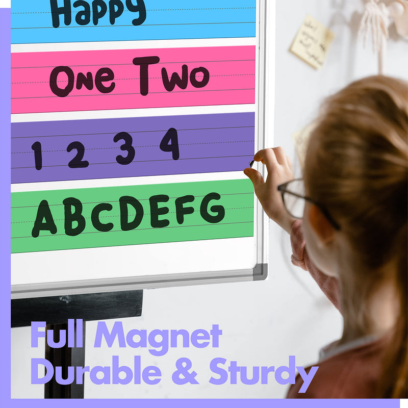 [Australia - AusPower] - 10 Pack Magnetic Sentence Strips, 5 Colors Ruled Writing Strip Dry Erase Sentence Learning Strip for School, Office, Classroom Supplies (Yellow/Pink/Blue/Green/Purple, 17 x 3) Color 