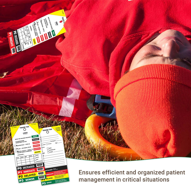 [Australia - AusPower] - Triage Tag Card for First Aid & Emergency Response - Perforated Injury Level Sections, Random Start Sequential Numbering with Bar Code, 8" x 4" (10) 10 