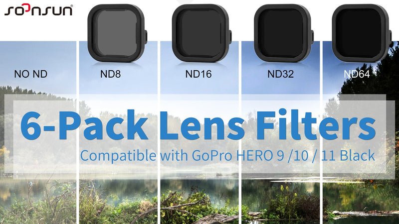 SOONSUN 6-Pack ND/CPL & Snorkeling Filters for GoPro Hero 12/11/10/9 Black