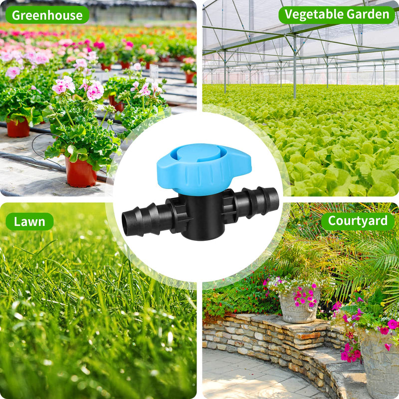 [Australia - AusPower] - 14 Pcs Drip Irrigation Fittings Switch Valve 1/2 Inch, In-Line Barbed Switch Valve For 1/2 Inch Drip Tubing (.570-.620" ID), Shut-Off/On Drip Line Parts For Garden Sprinkler Systems 14P Valves 