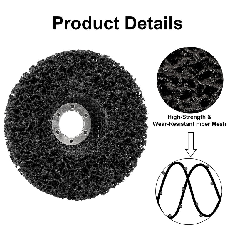 [Australia - AusPower] - Pack of 5 CSD Disc Sanding Disc 115 mm, Cleaning Disc Set, Coarse Cleaning Disc Nylon Fabric Disc Paint Removal Rust for Angle Grinder (Black, 115 x 22 mm) 115 mm/black 