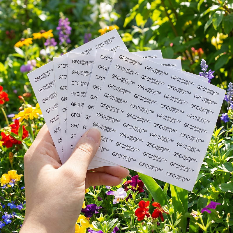 200 Piece GFCI Protected Outlet Stickers GFCI Labels Stickers No Equipment Ground Decals Clear Protected Outlet Receptacle Plates Label(0.27x 1-inch)