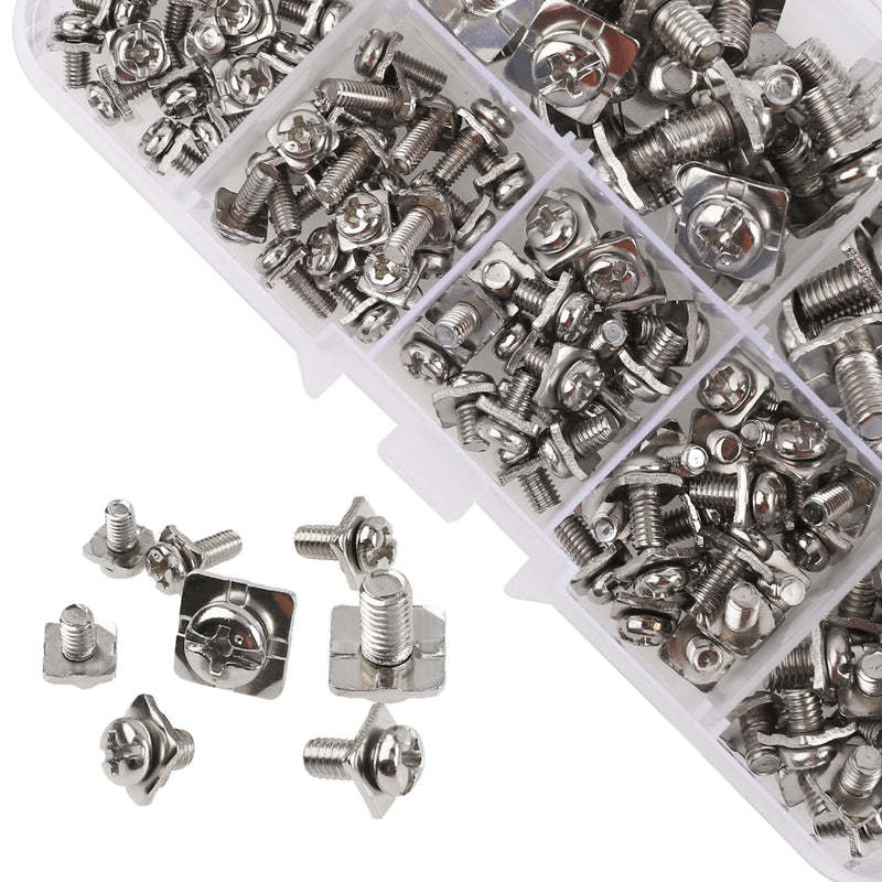 [Australia - AusPower] - 160Pcs M3 M3.5 M4 M5 Terminal Block Screws Assortment Kit with Square Washers, Nickel Plated Carbon Steel, Silver 
