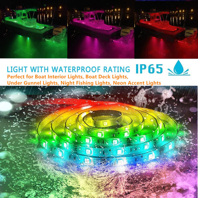 LED Boat Strip Lights, 12v 40FT Multi-Color Marine Pontoon Led Lights, Waterproof Boat Interior Light, Boats Deck Gunnel Hull Trailer Courtesy Light Strip, Night Fishing Lighting for Bass Jon Yacht