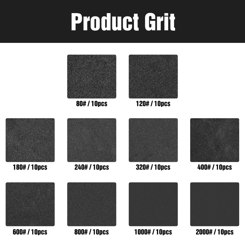 [Australia - AusPower] - KONGMING Pack of 100 Wet Sandpaper 125 mm Velcro 8 Holes Grit 80 120 180 240 320 400 600 800 1000 2000 Silicon Carbide Sandpaper for Random Orbital Sanders 100 pieces-mix 