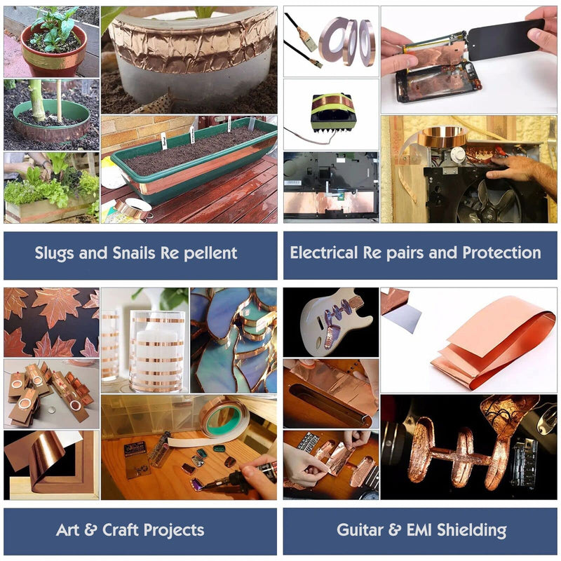 [Australia - AusPower] - Copper Foil Tape with Conductive Adhesive for Guitar,EMI Shielding,Electrical Repairs-Enhance Stability and Performance of Electronic Devices,2inch X 20 FT 