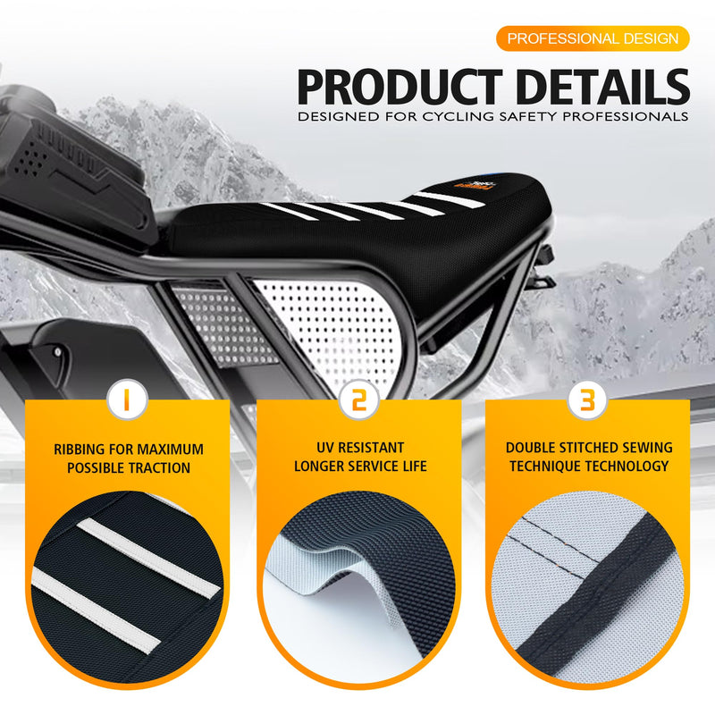 Electric Bike Seat Cover Compatible with Ridstar Q20 E Bike Non-Slip Anti-UV (Black-White) Black-White