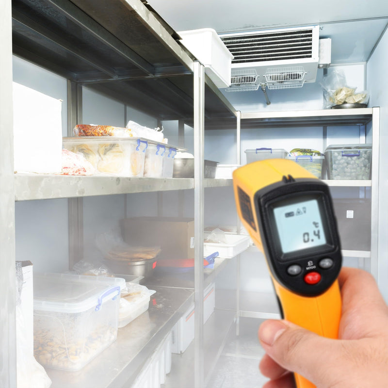 Retoo Infrared Thermometer -50-380°C LCD Laser Non-Contact °C/°F | Measurement in 1 second, LCD lighting, 14 x 8.5 x 3.5 cm, 2 x AAA not included, ABS, orange-black