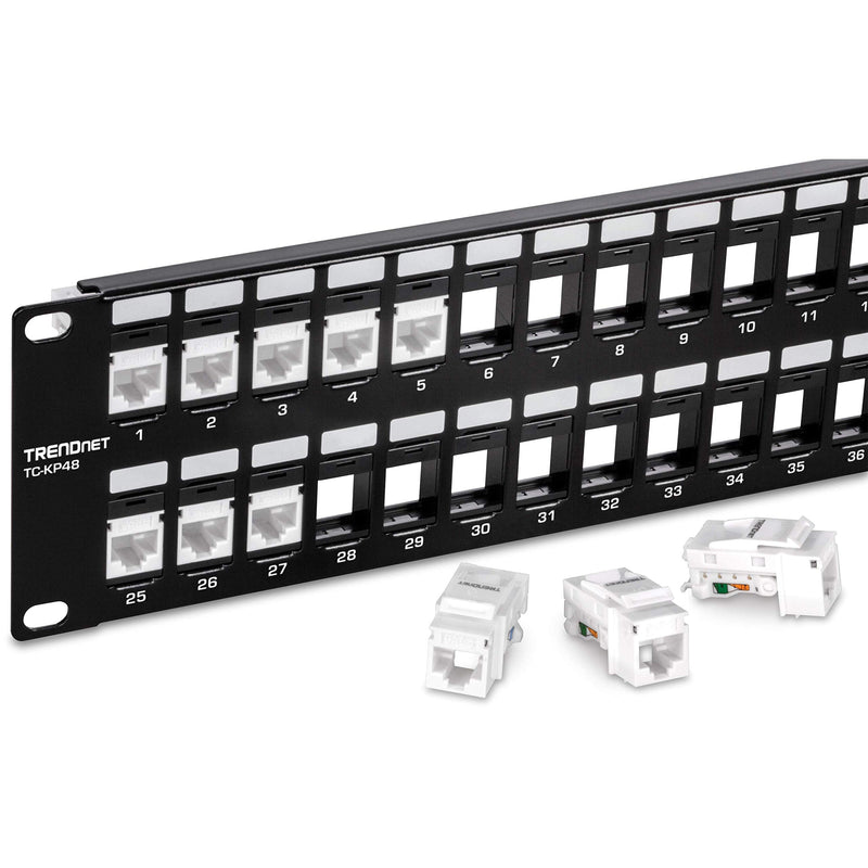 [Australia - AusPower] - TRENDnet 48-Port Blank Keystone 2U HD Patch Panel, TC-KP48, 2U 19” Metal Rackmount Housing, HD Keystone Network Patch Panel, Recommended w/TC-K25C6 & TC-K50C6 Cat6 Keystone Jacks (Sold Separately) 