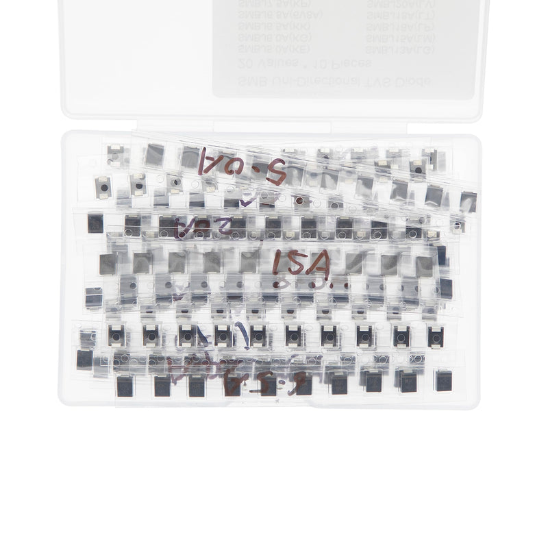 [Australia - AusPower] - 20 Values x 10 SMB 600W TVS Unidirectional Surface Mount Protective Diodes Kit 