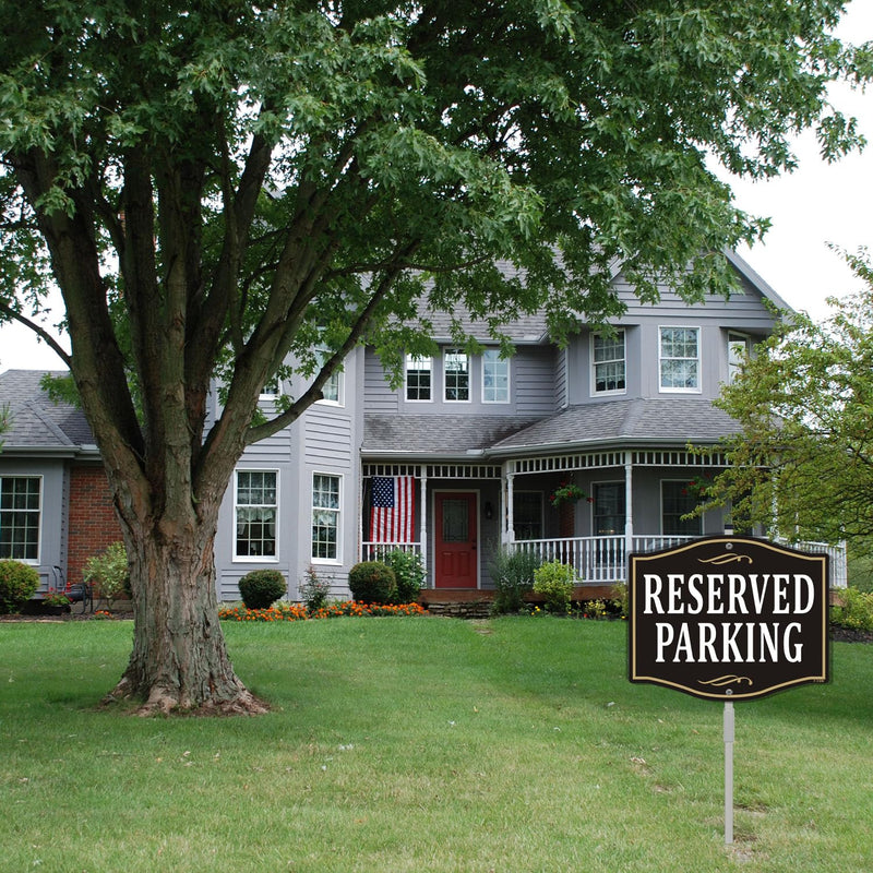 Reserved Parking Sign 12" x 10" With 28" Long Metal Stakes Reserved Sign With Stand Aluminum Outdoor Use Yard Business Sign
