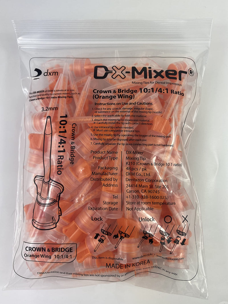 [Australia - AusPower] - 48 pcs Crown & Bridge Orange 10:1/4:1 Ratio Dental Mixing Tips DX-Mixer® 