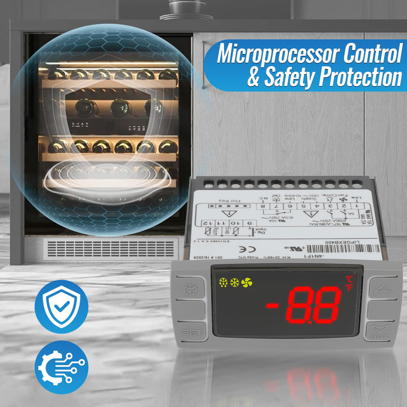 [Australia - AusPower] - Replacement for Dixell XR06CX-4N1F1 Temperature Controllers, Ideal for 120V 50-60hz Commercial Refrigerators/Freezer,Programmable Digital Thermostat with Sensor Probe & Mounting Hardware 1-Pack 