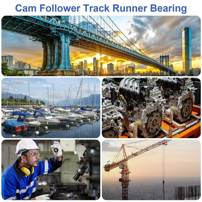 uxcell 3Pcs Cam Follower Track Runner Bearings CF16/KRV35 X Needle Roller Stud Track Bearing, 35mm Roller Diameter, M16 Stud Type for Machine Tool Guide Rail (Hexagon Socket) 3