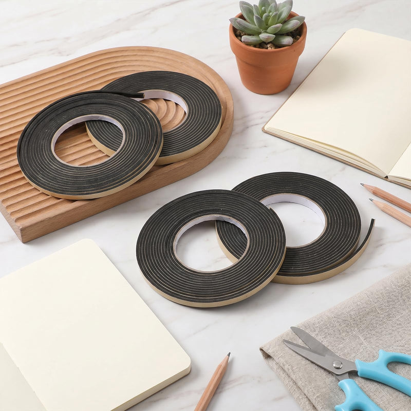 2 Rolls Expanding Foam Tape, Car Speaker Sealing Tape, Foams Grip Tapes, Soundproofing Waterproofing Gasket Tapes 10mm x 10m & 6mm x 10m Foam Single Sided (Black, 2mm Thick)
