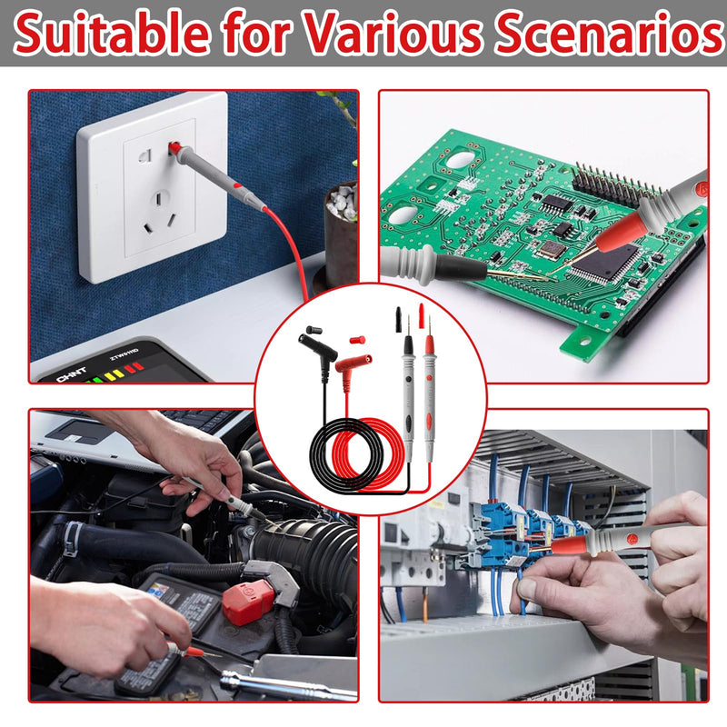 [Australia - AusPower] - 1000V/20A Multimeter Test Leads with Gold-Plated Probes Compatible with Fluke/Klein/AstroAI/INNOVA, 42'' Volt Meter Leads for Electrical Testing, Ultra-Fine Tips for Circuit Repair & Industrial Use 