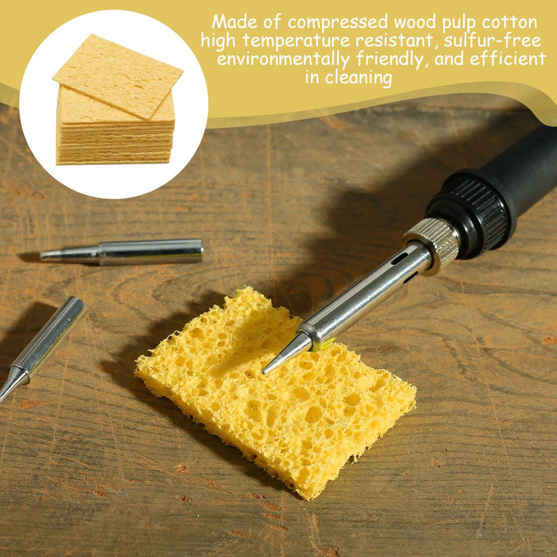 [Australia - AusPower] - 30 pieces cleaning sponge, soldering iron cleaning sponge, replacement sponge, welding cleaning sponge, industrial sponge, soldering iron cleaner pads, with tweezers for clean soldering tips 