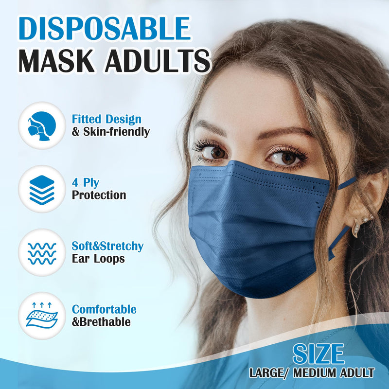 [Australia - AusPower] - Disposable Face Mask For Adults - 100 Pack Individually Wrapped,4 Ply Protection Face Masks,Colorful Face Masks Disposable Colorful 