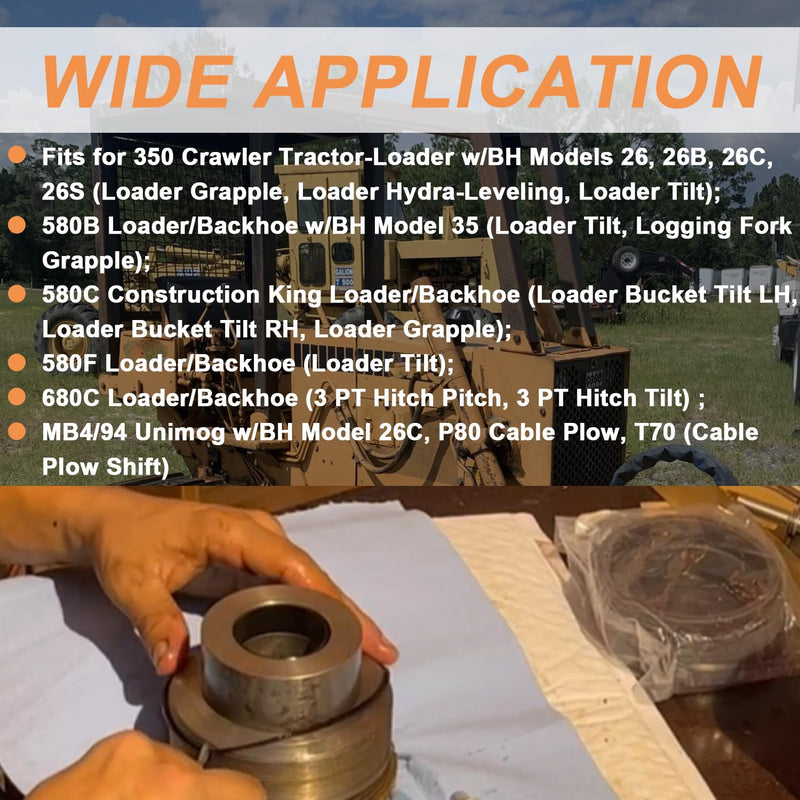 [Australia - AusPower] - Hydraulic Cylinder Seal Kit 2.5" Bore 1.5" Rod Replace for 1543253C1 G109456 G105550 Suitable for Loader Bucket Case Backhoe Loader 350 580B 580C 580F 680C (2.5" Bore 1.5" Rod) 