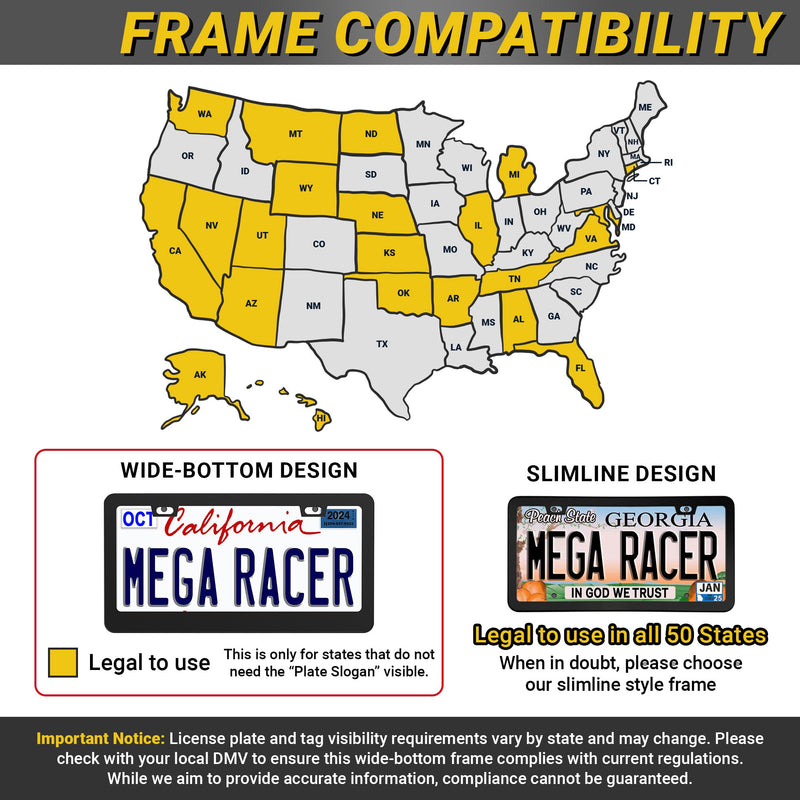 Premium Matte Black License Plate Frames – 2 Pack, Rust-Free Stainless Steel, Rattle-Free, Universal with Screw Caps, Slim-Top Design, Thin Rigid Metal Front & Rear Car Tag Holders - for Men & Women 2 Piece