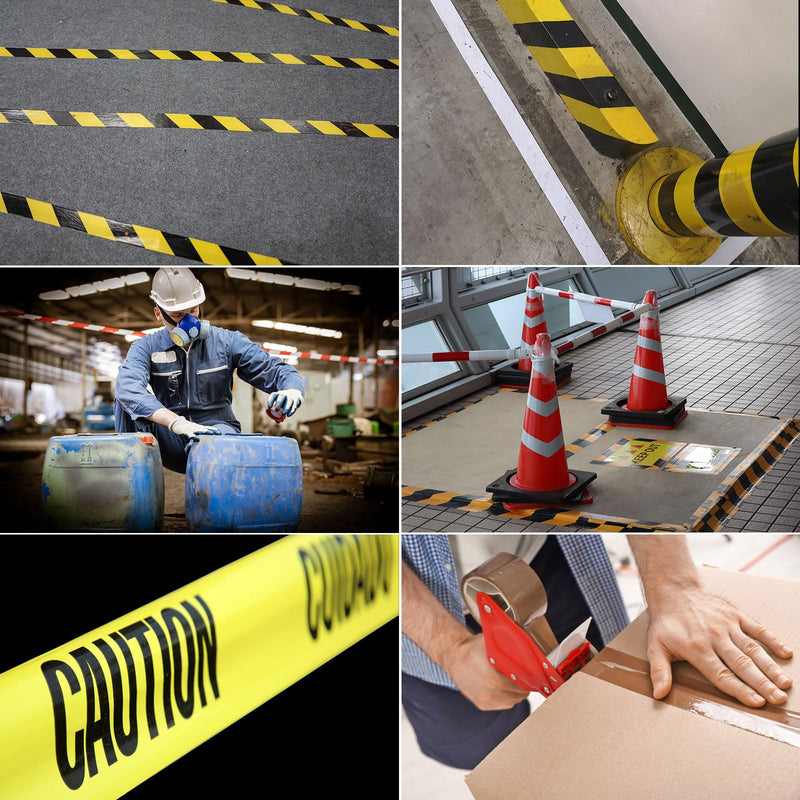 PATIKIL Safety Caution Tape 4 Inch x 108 Feet, Safety Warning Stripe Tape Floor Tape for Marking Floor Walls Stair, Black Yellow 1