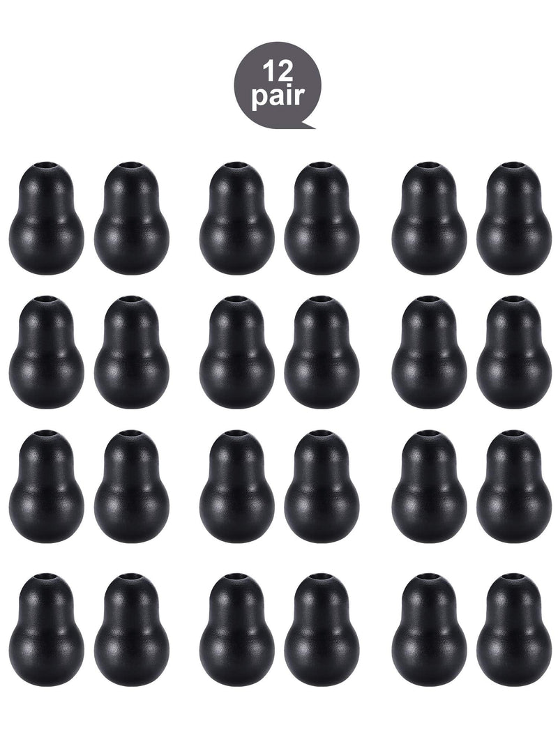 [Australia - AusPower] - Replacement Stethoscope Ear Tips Earpieces Universal Soft Silicone Ear Plugs Earbuds Snap Tight Soft Sealing Ear Tips (Black, 24 Pieces) Black 