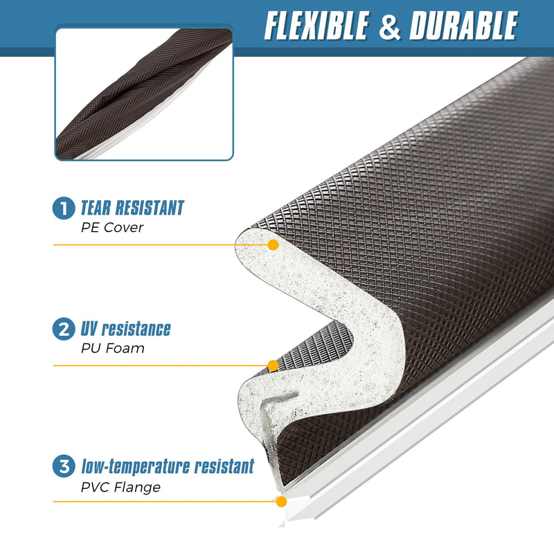 [Australia - AusPower] - Weather Stripping Door Seal Strip 26FT Door Soundproofing V-Shape Sound Proof Door Sealers for Door Frame, Door Insulation Strip for Large Gap?Brown Brown 