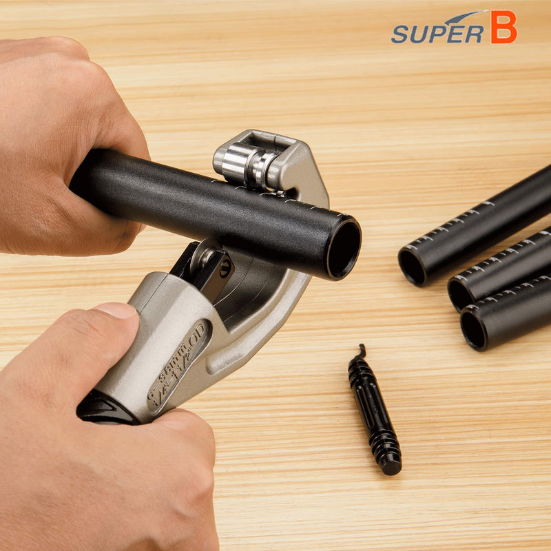 Super B Tubing Cutter- Pipe Cutter Tool 1/4"-1-1/2"OD -Copper, Aluminum, Brass Stainless Steel and Plastic Tubing Quick-Acting Cutter with Replacement Wheel and Deburring Tool (TB-1917)