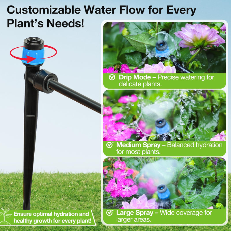 [Australia - AusPower] - MIXC Drip Irrigation Emitters – 40 Pack Quick to Connect Drip Emitters for 1/4” Tubing, Adjustable Water Flow, Drip System Parts for Outdoor Watering(Drip Emitter Vortex) Drip Emitter Vortex-40 Packs 