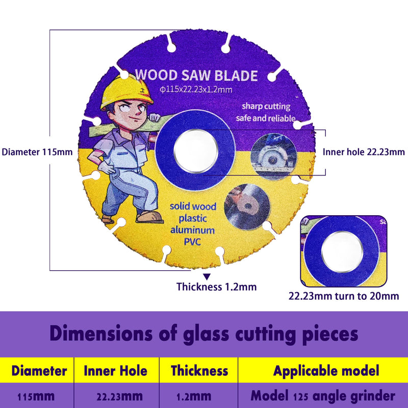 [Australia - AusPower] - Kizaten Cutting Disc for Wood, 115 mm Carbide Multi Wheel Cutting Discs, Circular Saw Blade Flex Disc Cutting Disc for Angle Grinder for Wooden Plates, Paint-Free Plates, Rubber, Plastic, Steel Nails 115mm 