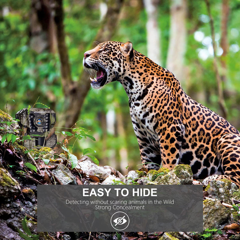 [Australia - AusPower] - WOSPORTS Mini Trail Camera,24MP 1080P HD Game Hunting Camera Motion Activated with IR Night Vision Waterproof Video Cam for Wildlife Scouting Hunting Deer Cam 