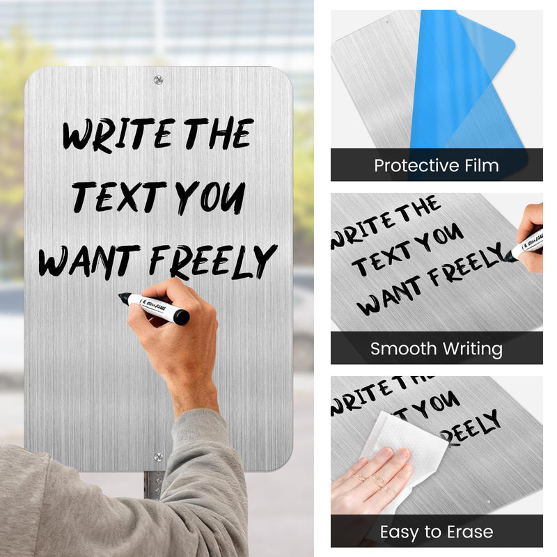 12" x 18" Blank Metal Sign Reflective Write-on Silver Aluminum Blanks for Yard Garage Business Indoor Outdoor 2 Pack 18" × 12"