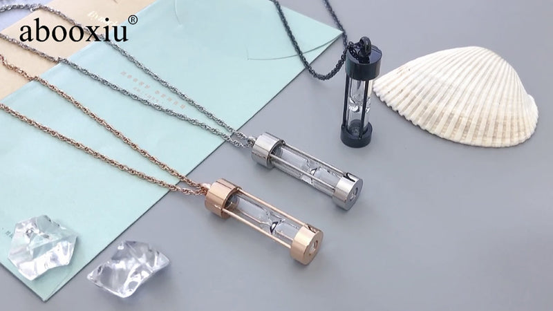 abooxiu Hourglass Urn Necklace for Ashes Cremation Jewelry for Ashes Stainless Steel Memorial Keepsake Ashes Necklace Rose Gold