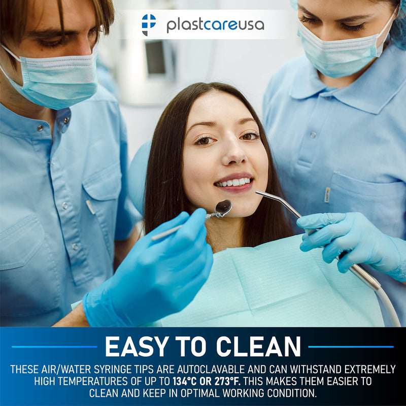 [Australia - AusPower] - PlastCare USA - Metal Air Water Spray Nozzle Syringe Tips for Dental Cleaning & Removal of Oral Debris (Pack of 10 Air Water Syringe Tips) 