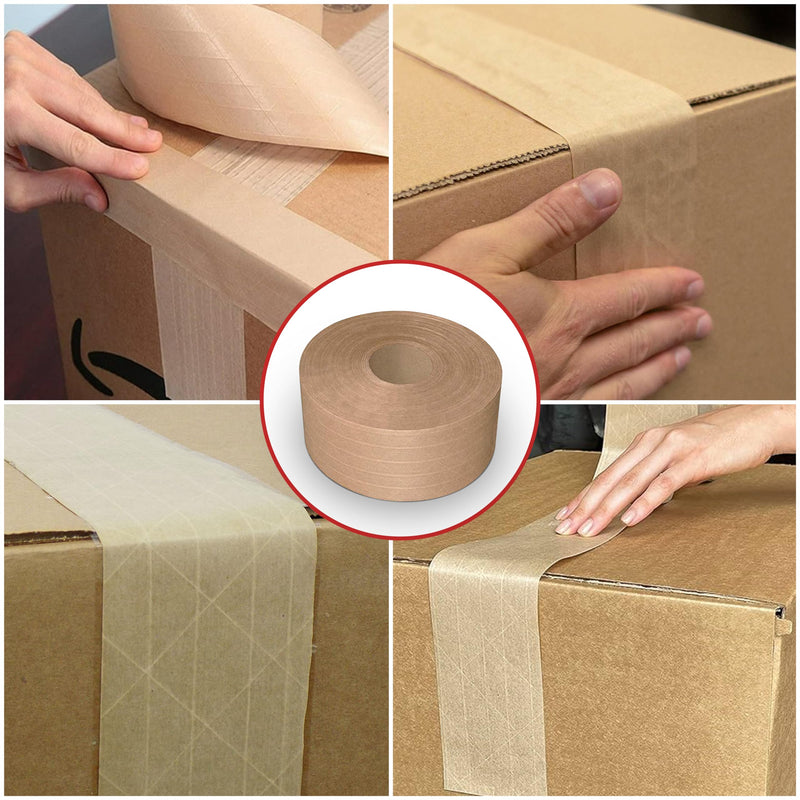 GGR Supplies T.R.U. WAT-WAE Water Activated Reinforced Kraft Paper Gummed Tape – Tamper Evident Packing Tape for Shipping, Moving & Carton Sealing, 2.75 in x 375 ft. 3 in. x 375 ft. (Pack of 1)