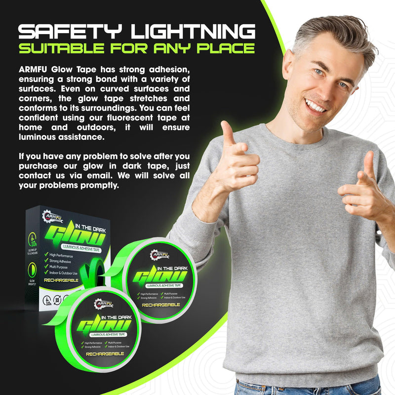 1 Inch x 60 FT Glow in The Dark Tape – Pack of 2 Rolls – Bright Rechargeable Fluorescent Glow – Luminous for Outdoors & Indoors –Glow – for Home Decoration & Markings