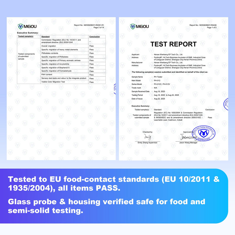 [Australia - AusPower] - Food pH Meter for Semi-Solid & Liquid Foods, Food-Contact-Safe Housing, ±0.01 Accuracy, ATC, Waterproof, Color LCD, 3 Calibration Solutions Included 