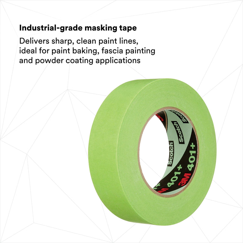 3M 401+ 2" x 60yd High Performance Masking Tape - 2" x 60 Yards Roll, Crepe Paper, Green 60.0 Yards 2.0 Inches 1