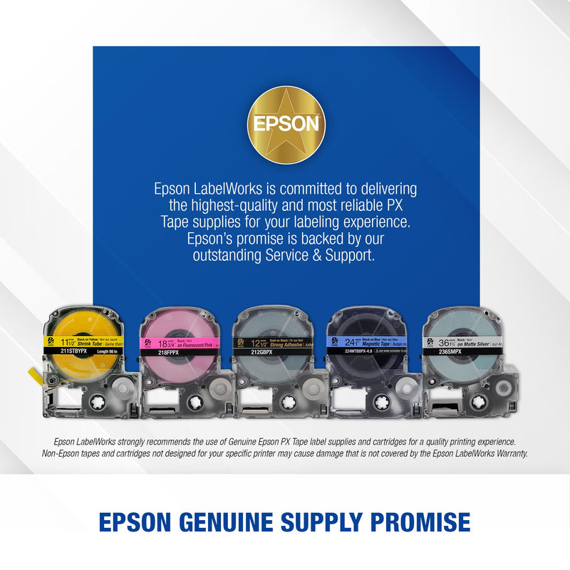 Epson LABELWORKS 218NYLBWPX Genuine Nylon Tape Cartridge - Black on White Industrial Label Maker Tape - 3/4" (18MM) Wide, 19' 18MM