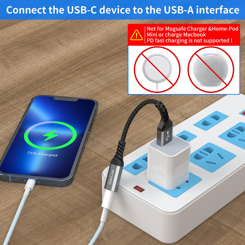 [Australia - AusPower] - USB C Female to USB Male Adapter (2-Pack),Type C to USB A Charger Cable Converter for iPhone 15 14 13 12 11 Pro Max Plus, Samsung Galaxy Note 20 S24 S23 S22 S21 Ultra, Apple iWatch Watch Series 7 SE 